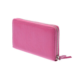 Balenciaga Around Zip Continental Pink Leather Wallet Calfskin